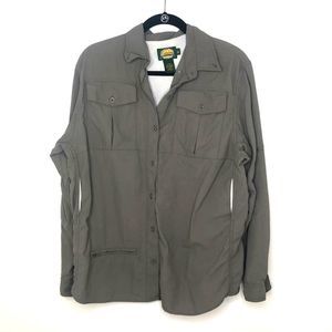 Cabela's Women Grey/Brown Fishing Shirt Sz L